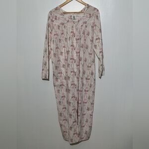 Vintage Talbots Floral Cotton Front Button Down Night Gown Size L